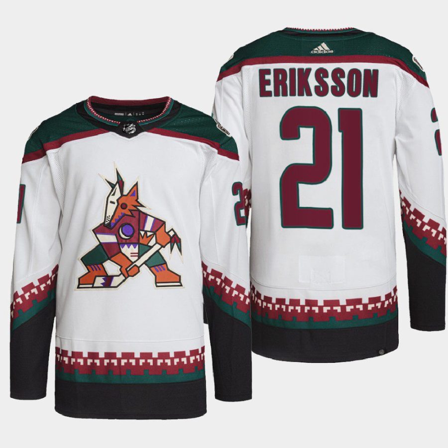 men coyotes loui eriksson 2022 primegreen authentic pro away white jersey