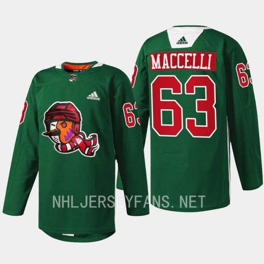 men coyotes matias maccelli 2022 warmup howliday green jersey