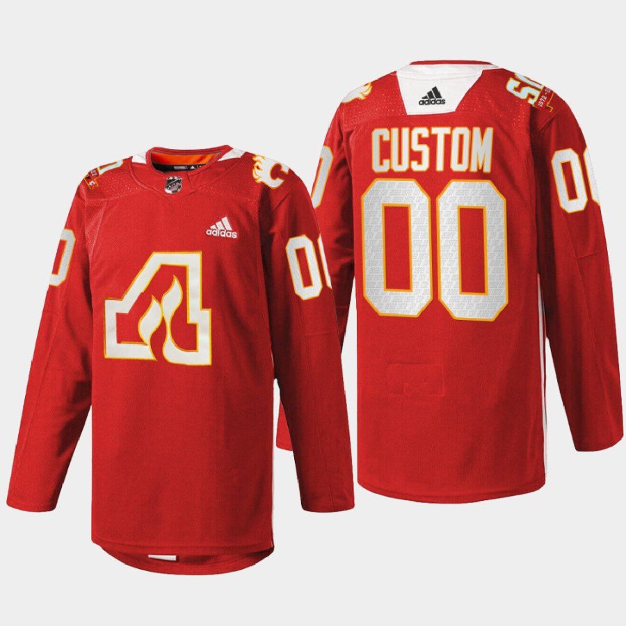 men custom atlanta flames red 50th anniversary warm up jersey