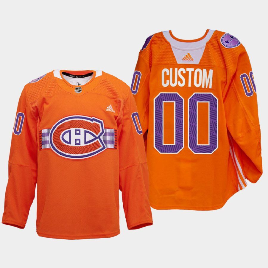 men custom les canadiens orange indigenous celebration night warmup jersey