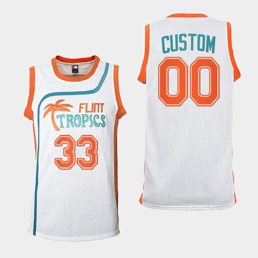 men custom sabres white flint tropics basketball semi pro jersey