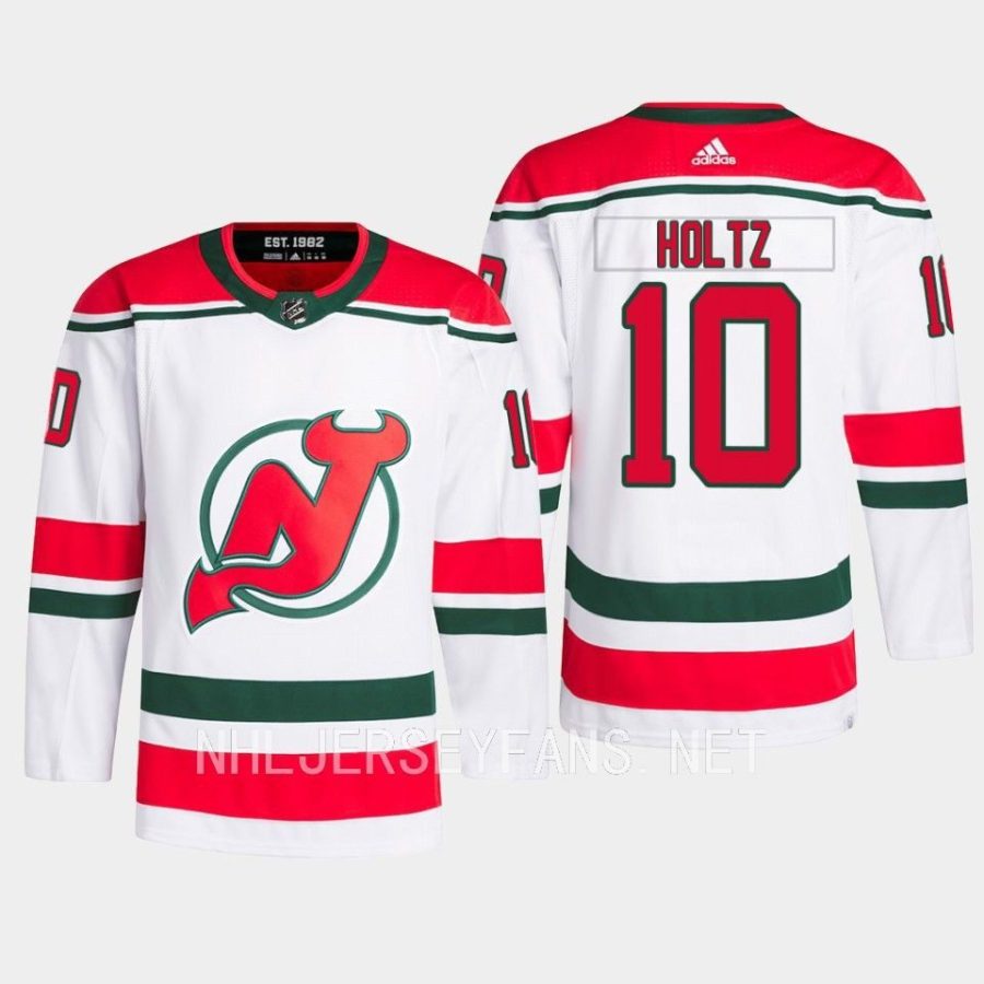 men devils alexander holtz 2022 23 primegreen heritage authentic pro white jersey