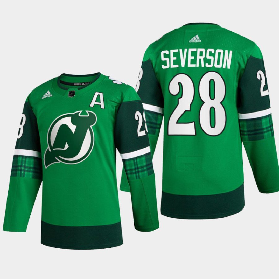 men devils damon severson warm up st patricks day 2022 green jersey