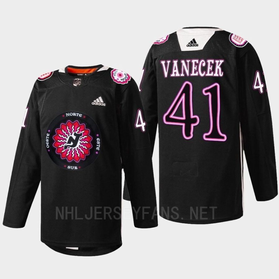 men devils vitek vanecek warmup hispanic heritage night 2022 black jersey