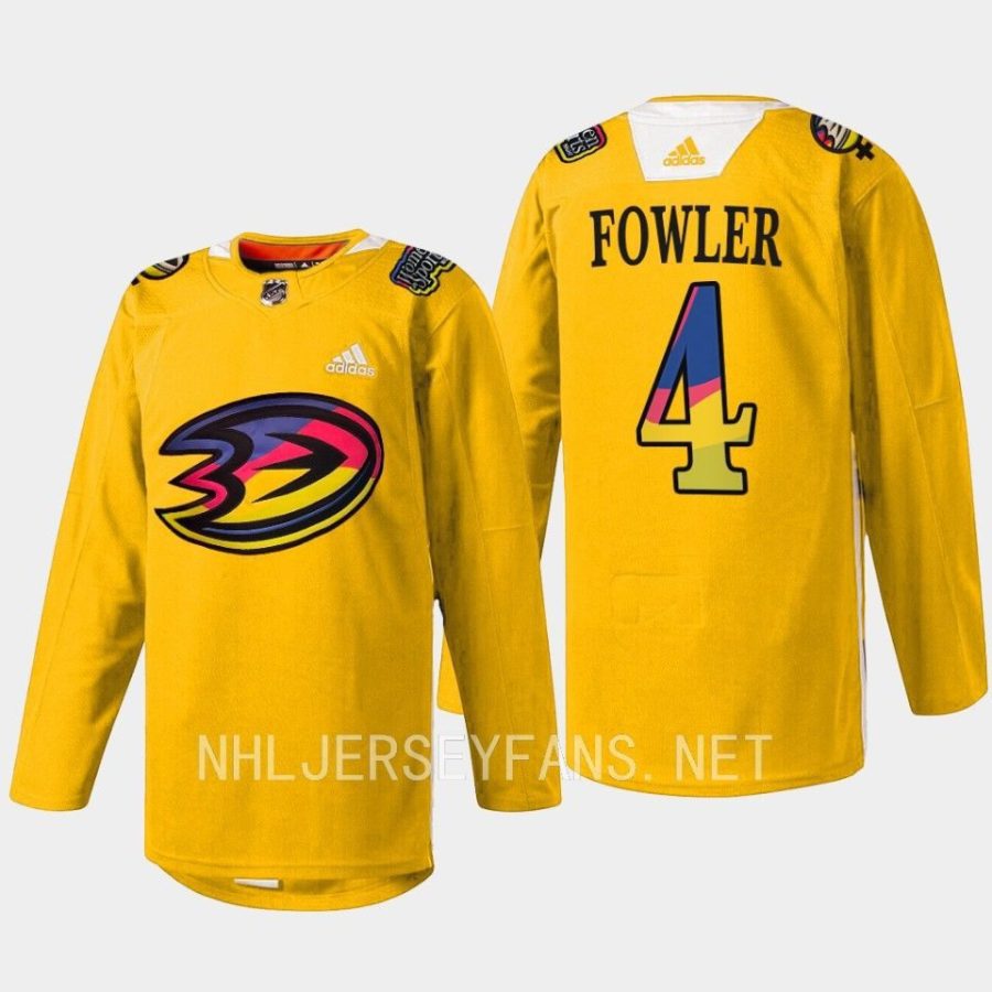 men ducks cam fowler warmup women in sports night 2023 yellow jersey