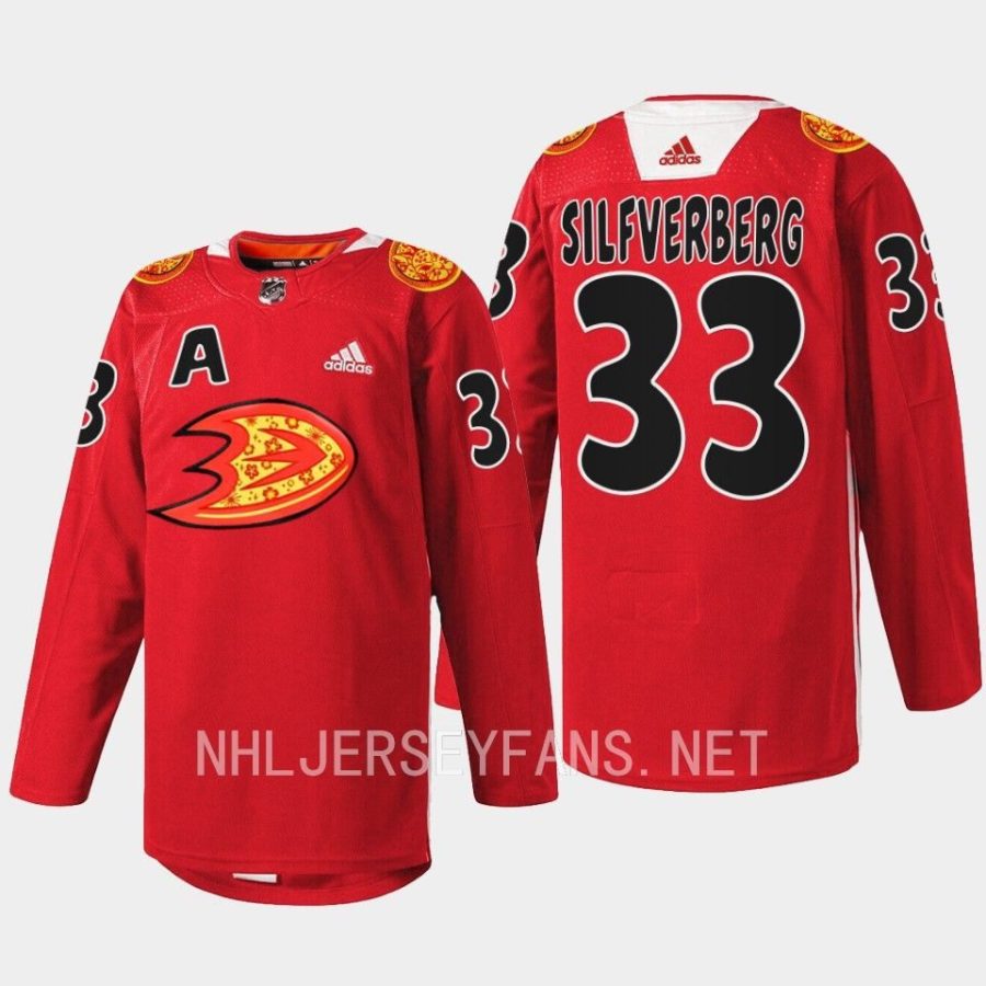 men ducks jakob silfverberg rabbit warmup 2023 lunar new year red jersey