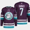 men ducks radko gudas 2023 24 primegreen 30th anniversary authentic pro purple jersey