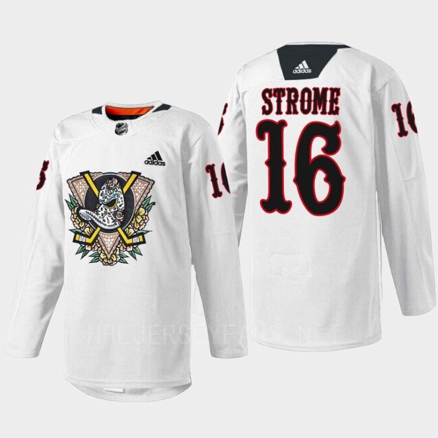 men ducks ryan strome 2022 warmup dia de muertos night white jersey