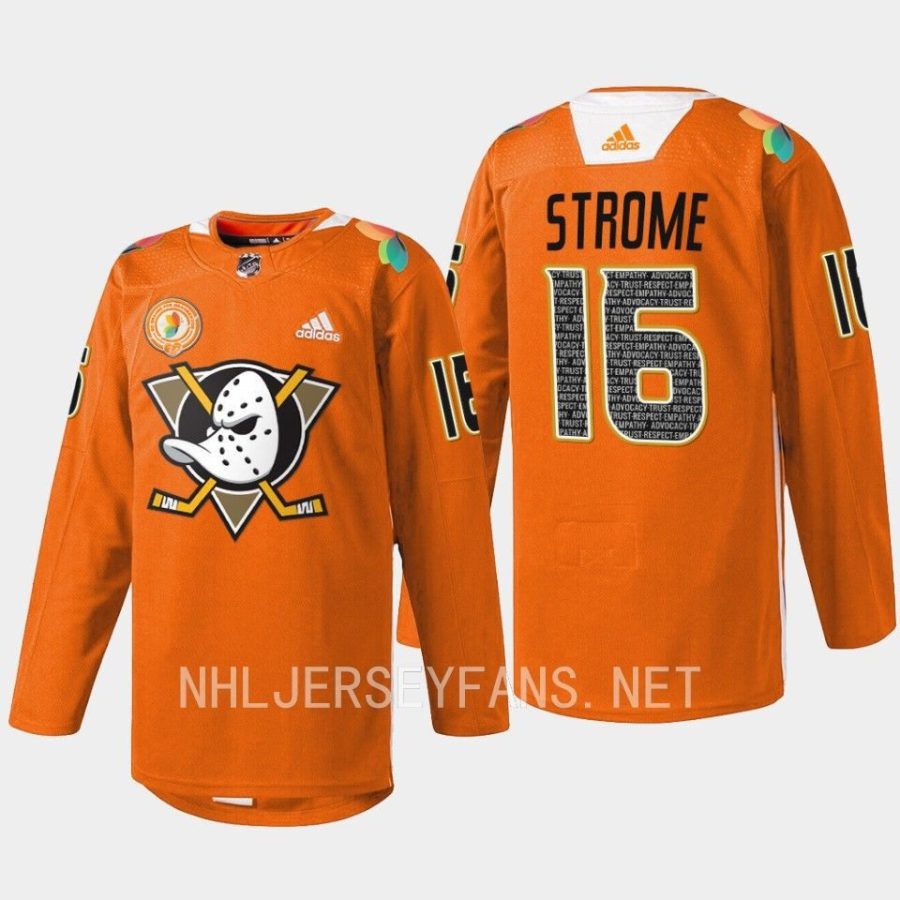 men ducks ryan strome 2023 warmup orangewood orange jersey