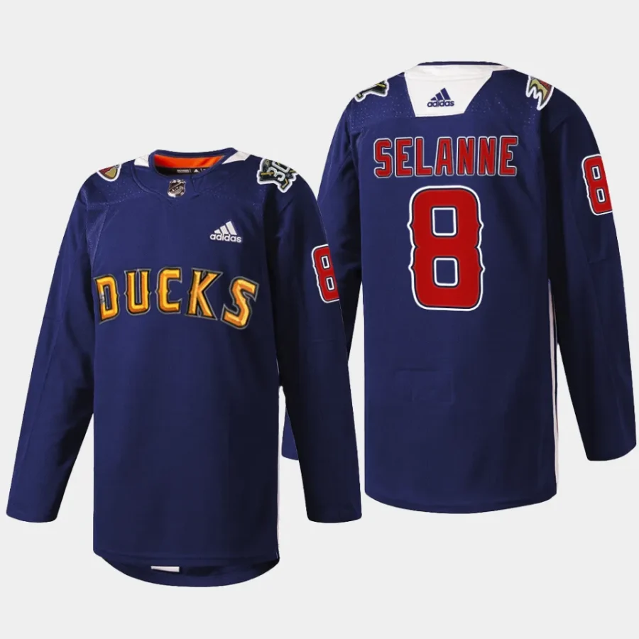 men ducks teemu selanne special 2024 angels night navy jersey