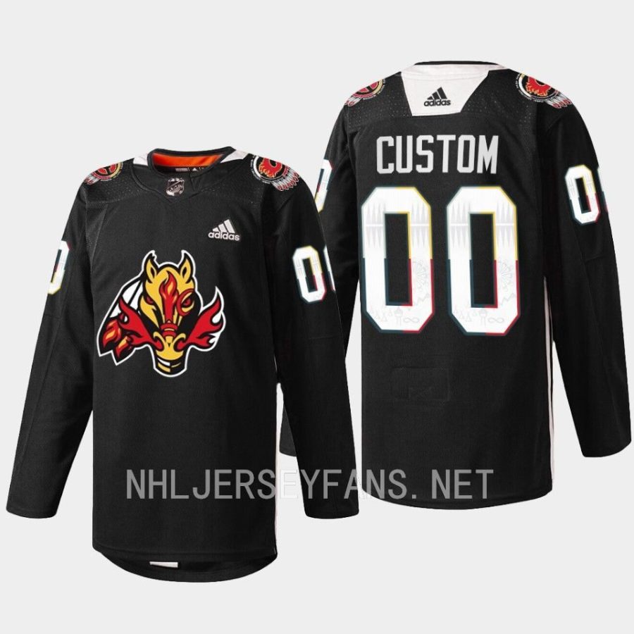 men flames custom 2023 warmup indigenous celebration night black jersey