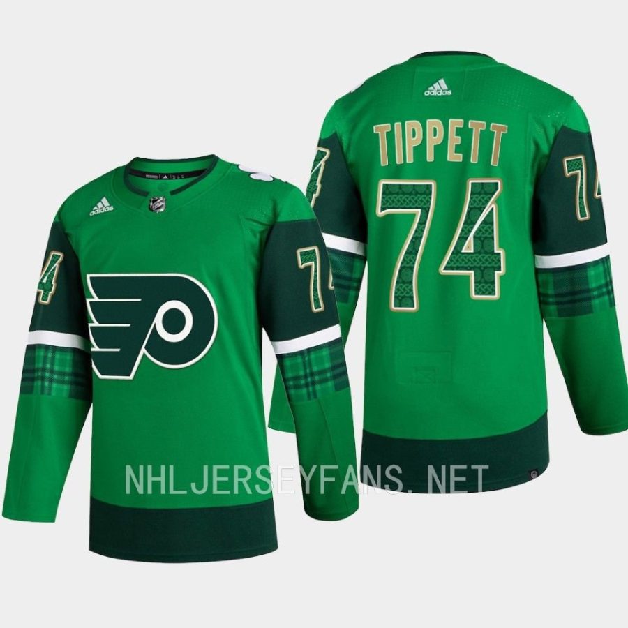 men flyers owen tippett primegreen authentic 2023 st. patricks day green jersey