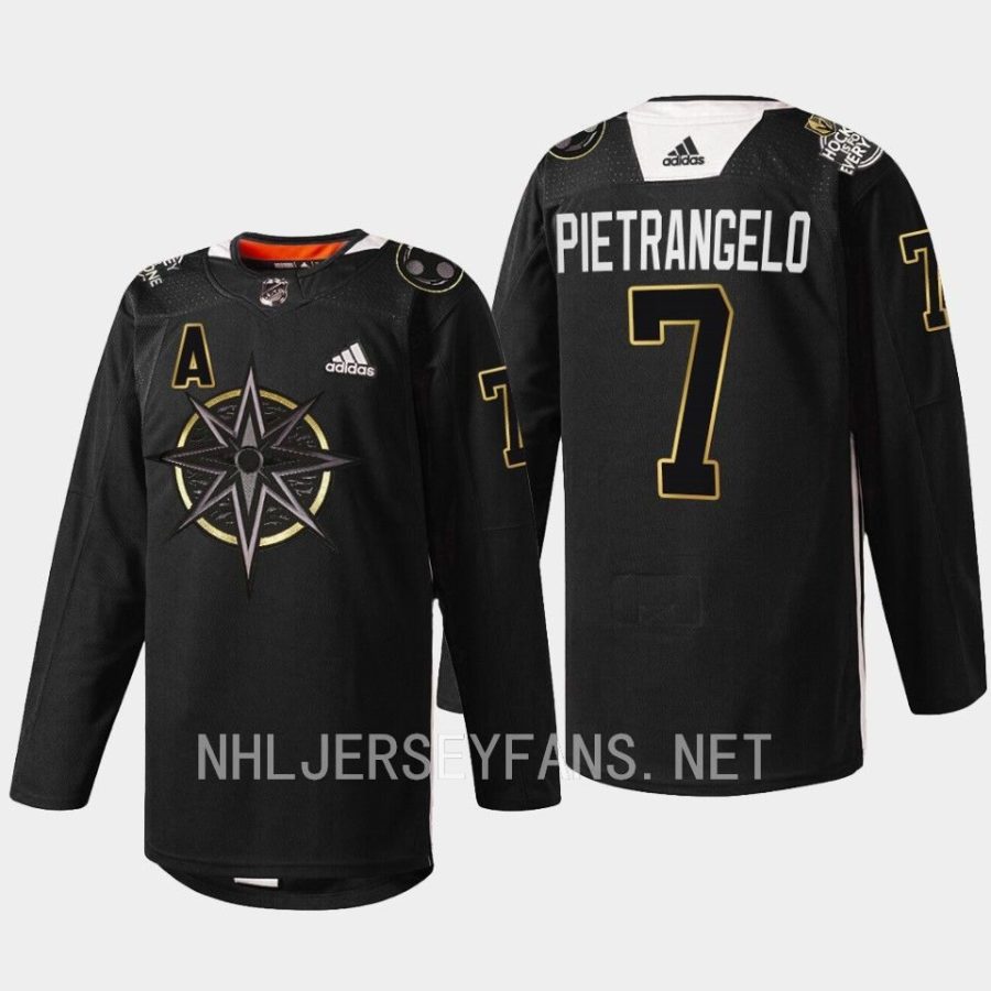 men golden knights alex pietrangelo warmups black history night 2023 black jersey