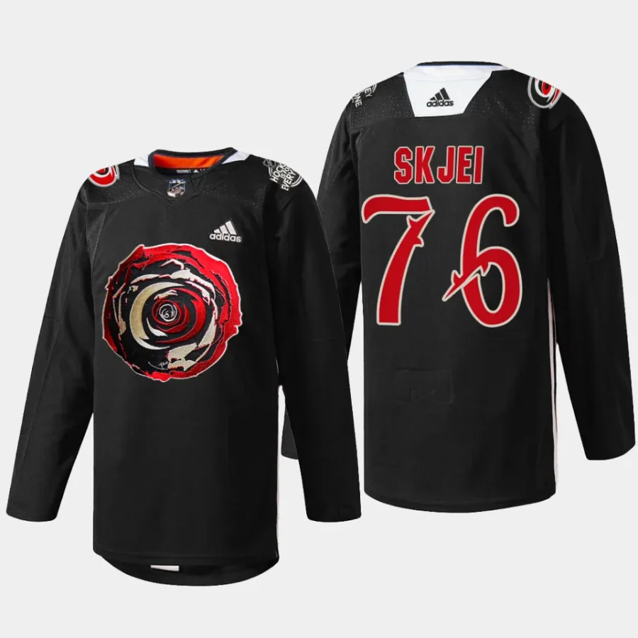 men hurricanes brady skjei limited edition 2024 black excellence black jersey