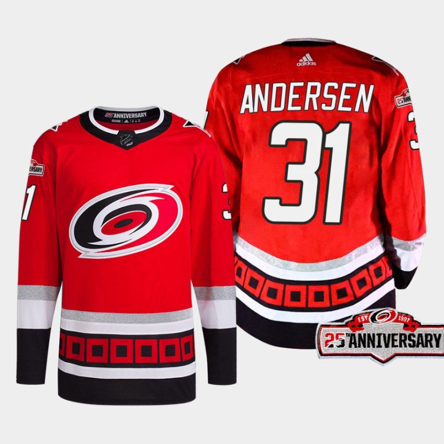 men hurricanes frederik andersen 2022 23 25th anniversary third red jersey