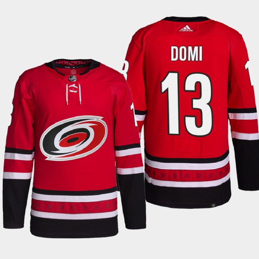 men hurricanes max domi 2022 primegreen authentic pro home red jersey