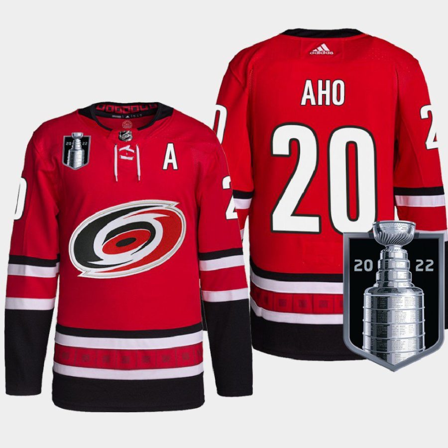 men hurricanes sebastian aho authentic pro 2022 stanley cup playoffs red jersey