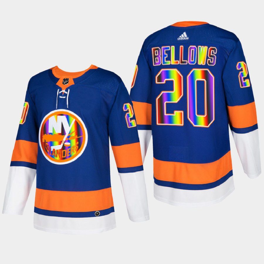 men islanders kieffer bellows hockeyisforeveryone pride night 2022 royal jersey