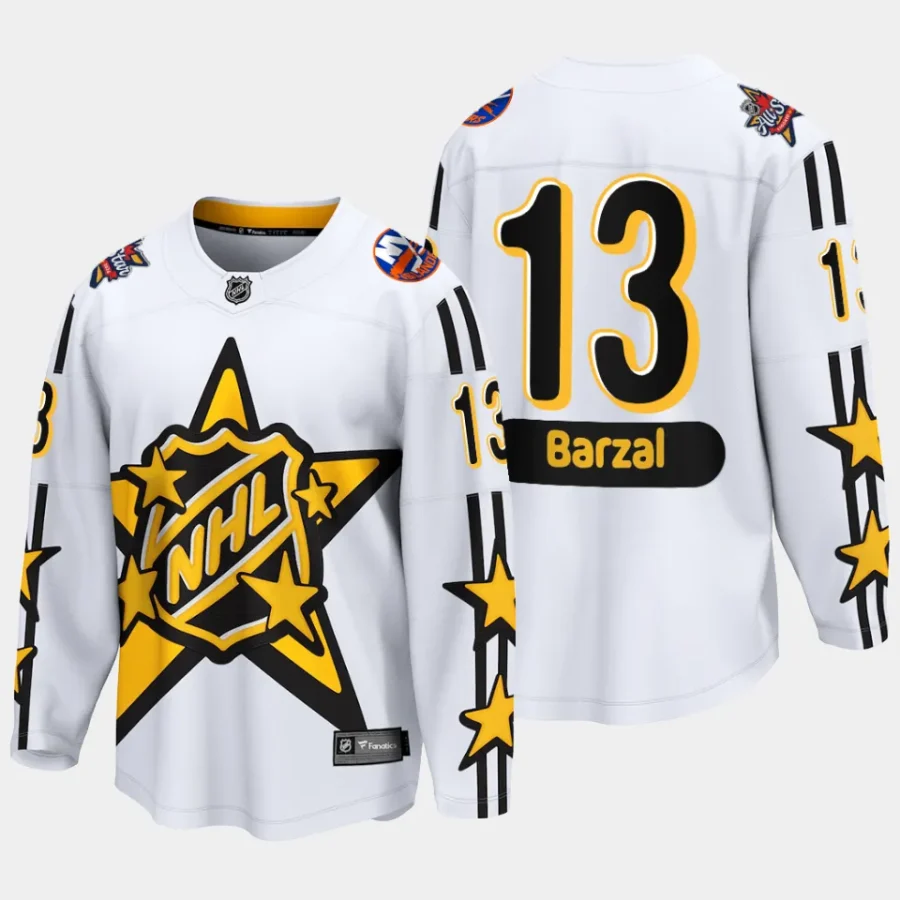 men islanders mathew barzal breakaway 2024 nhl all star game white jersey