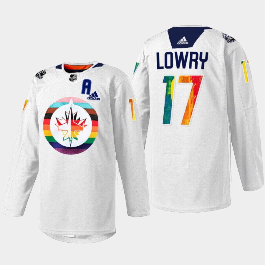 men jets adam lowry 2023 hockeyisforeveryone pride night white jersey