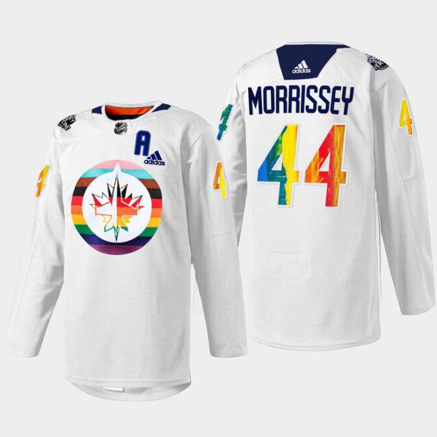 men jets josh morrissey 2023 hockeyisforeveryone pride night white jersey