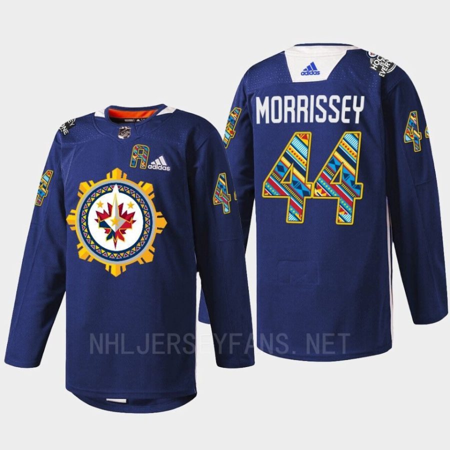 men jets josh morrissey warmup filipino heritage night 2022 navy jersey