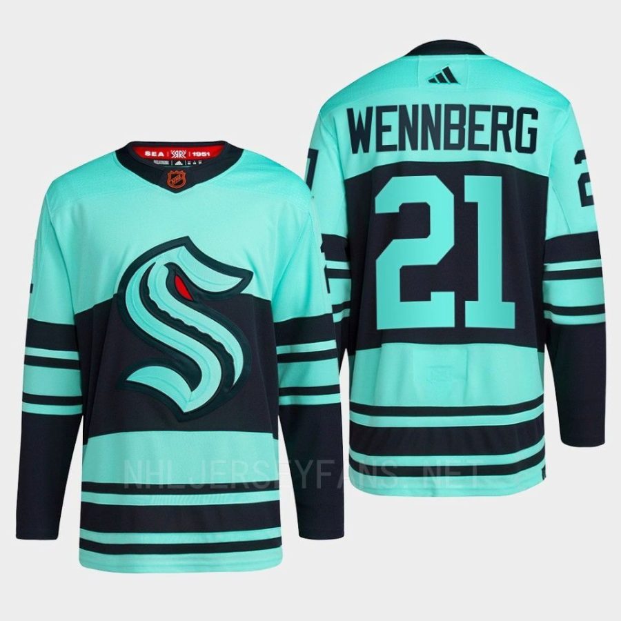 men kraken alexander wennberg 2022 authentic primegreen reverse retro 2.0 ice blue jersey