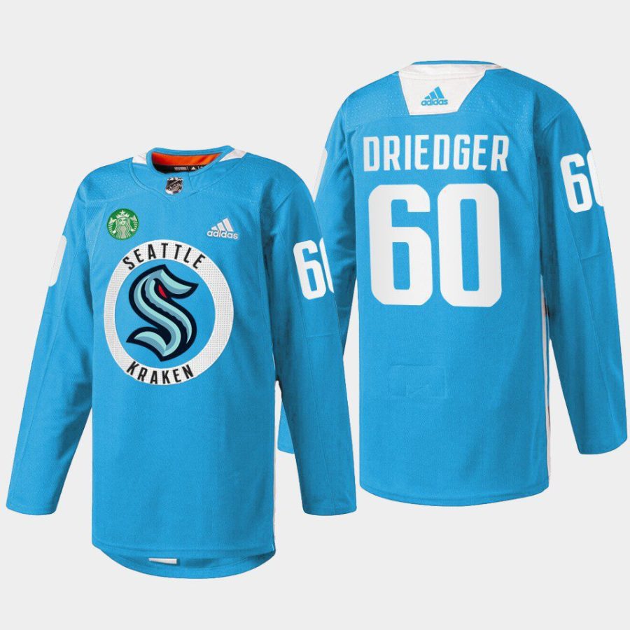 men kraken chris driedger warmup practice blue jersey