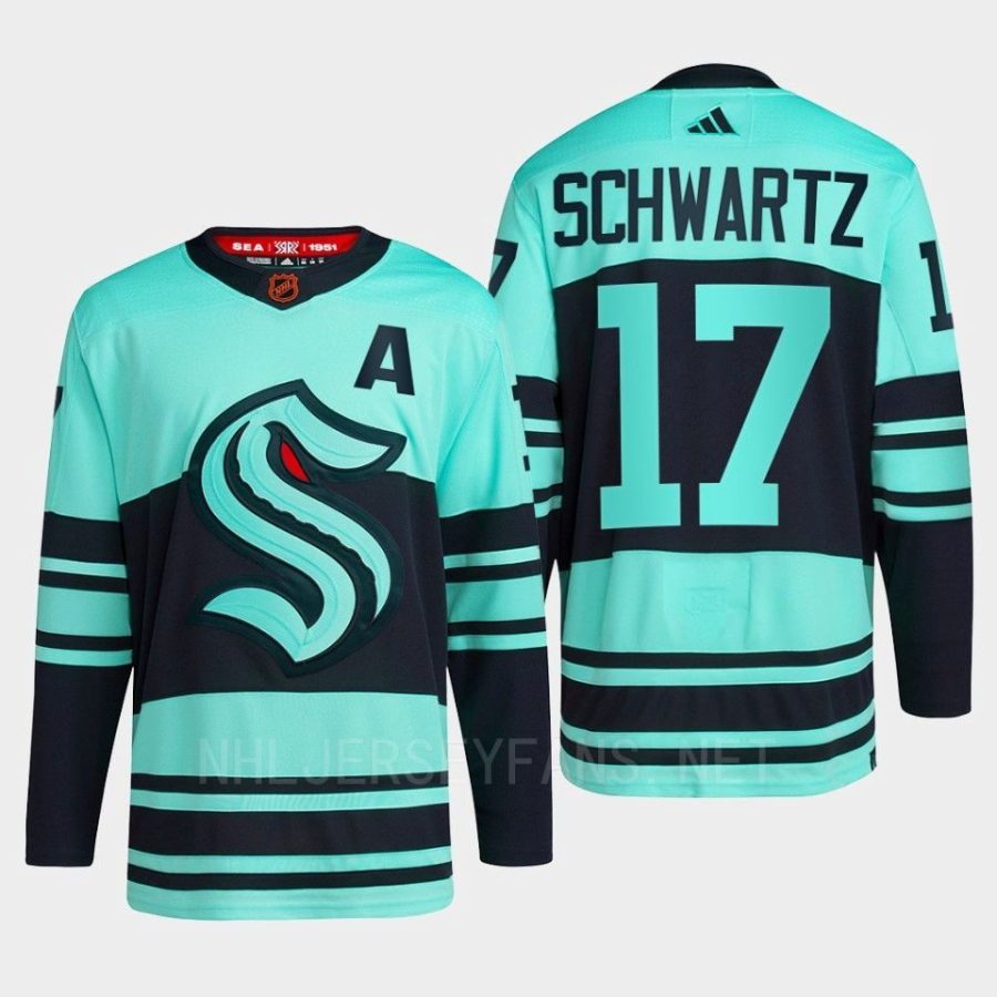 men kraken jaden schwartz 2022 authentic primegreen reverse retro 2.0 ice blue jersey