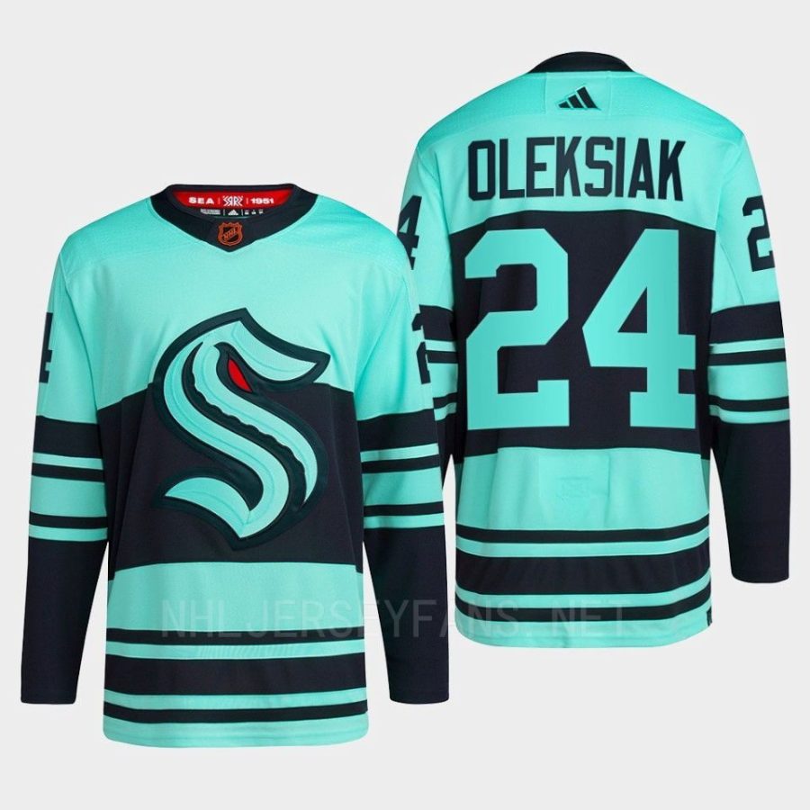 men kraken jamie oleksiak 2022 authentic primegreen reverse retro 2.0 ice blue jersey