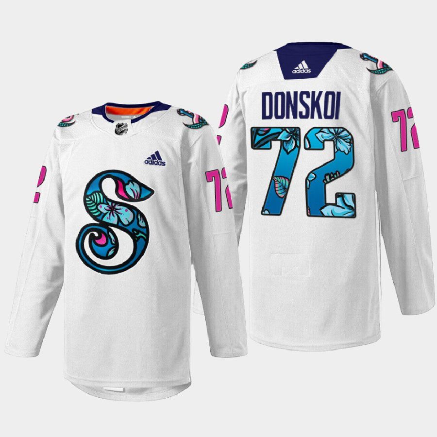 men kraken joonas donskoi 2022 warmup pride night white jersey