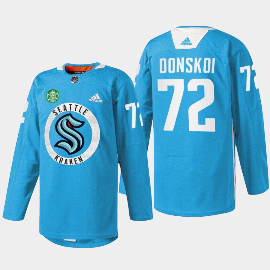 men kraken joonas donskoi warmup practice blue jersey