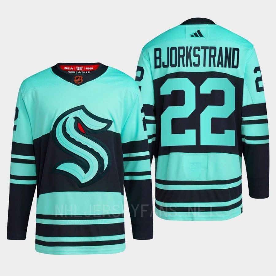 men kraken oliver bjorkstrand 2022 authentic primegreen reverse retro 2.0 ice blue jersey