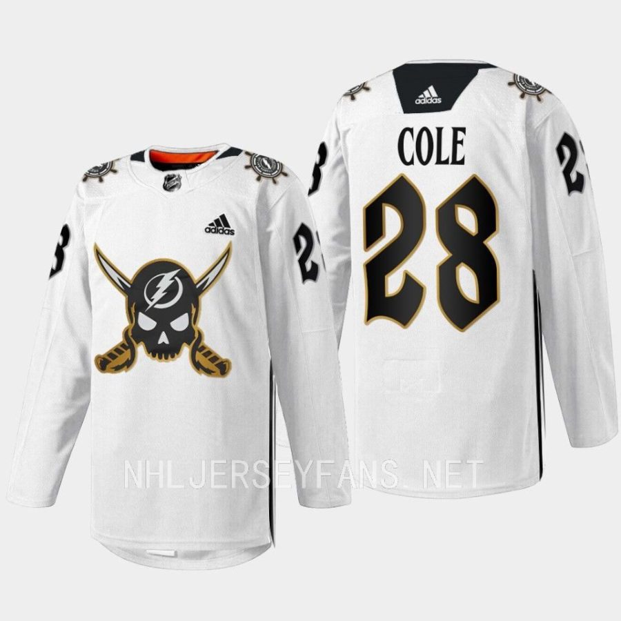 men lightning ian cole skull logo gasparilla inspired 2023 white jersey