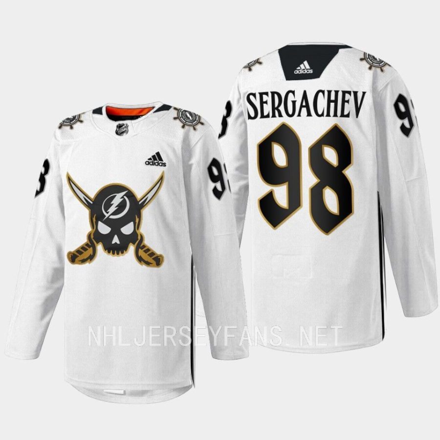 men lightning mikhail sergachev skull logo gasparilla inspired 2023 white jersey