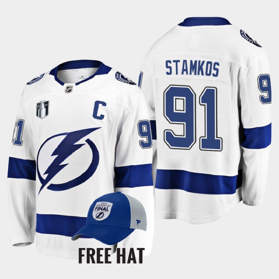 men lightning steven stamkos away 2022 stanley cup final white jersey