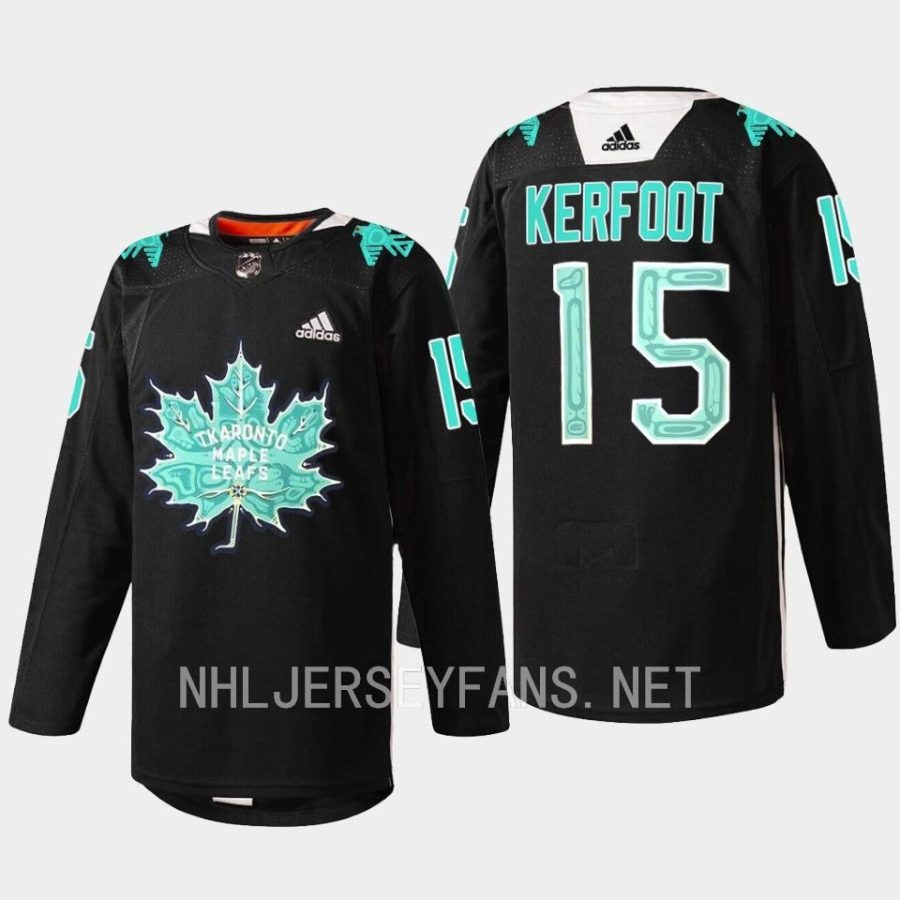 men maple leafs alexander kerfoot warmup sweater indigenous celebration game 2023 black jersey