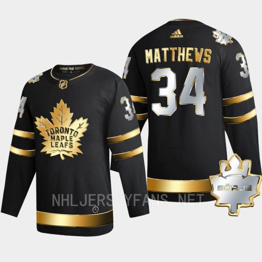 men maple leafs auston matthews 2022 golden edition the king borje patch black jersey