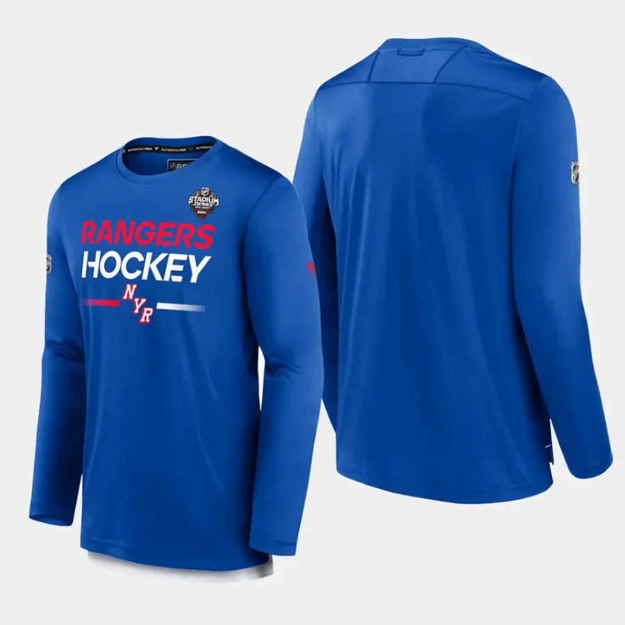 men new york rangers 2024 nhl stadium series royal authentic pro long sleeve tech t shirt