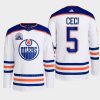 men oilers cody ceci 2022 away lee ryan hall of fame patch white jersey