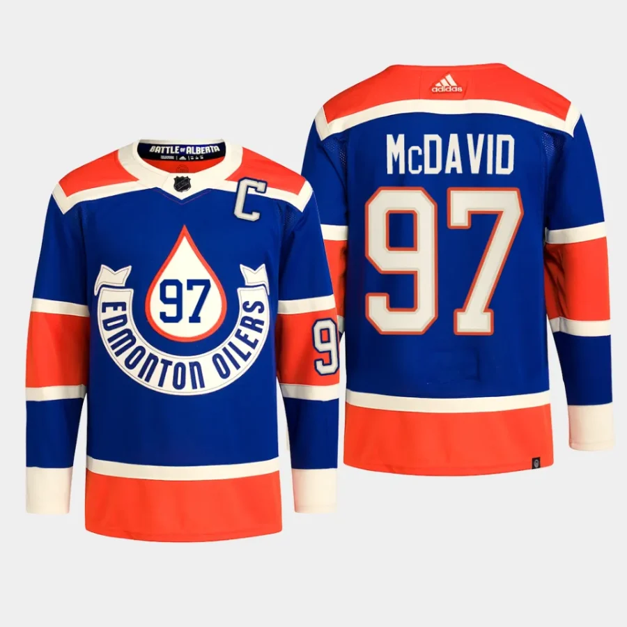 men oilers connor mcdavid primegreen 2023 nhl heritage classic authentic player royal jersey