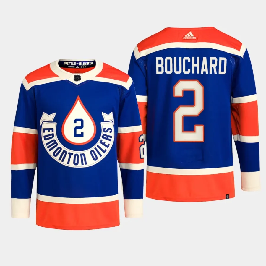 men oilers evan bouchard primegreen 2023 nhl heritage classic authentic player royal jersey