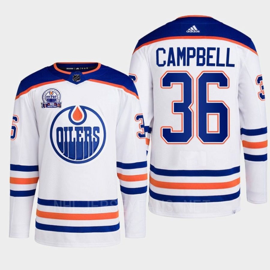 men oilers jack campbell 2022 away lee ryan hall of fame patch white jersey