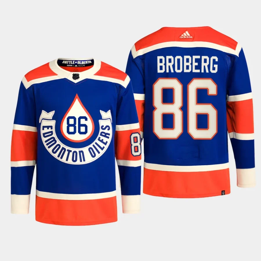 men oilers philip broberg primegreen 2023 nhl heritage classic authentic player royal jersey