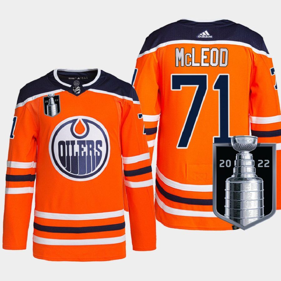 men oilers ryan mcleod authentic primegreen 2022 stanley cup playoffs orange jersey