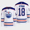 men oilers zach hyman 2022 away lee ryan hall of fame patch white jersey