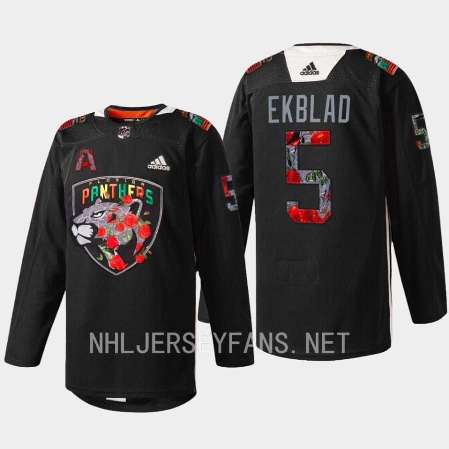 men panthers aaron ekblad 2023 warmup black history night black jersey