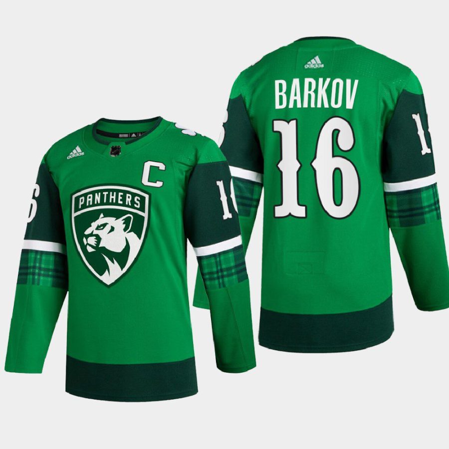 men panthers aleksander barkov warm up st. patricks day 2022 green jersey