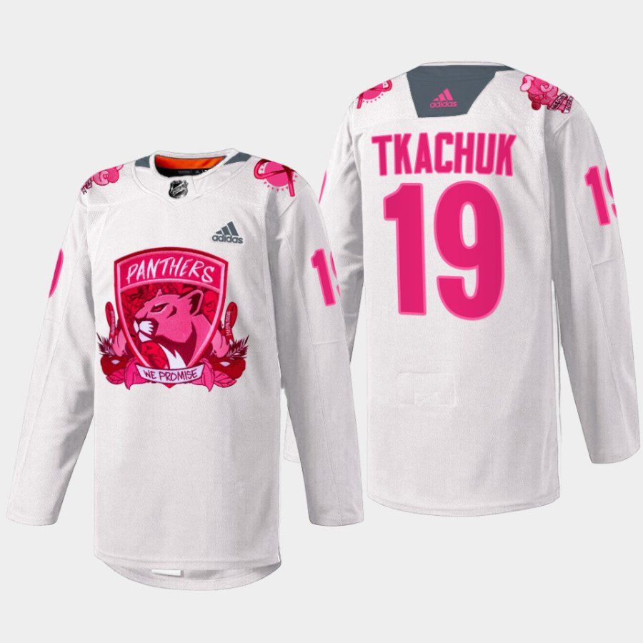 men panthers matthew tkachuk 2022 warmup pink in the rink white jersey