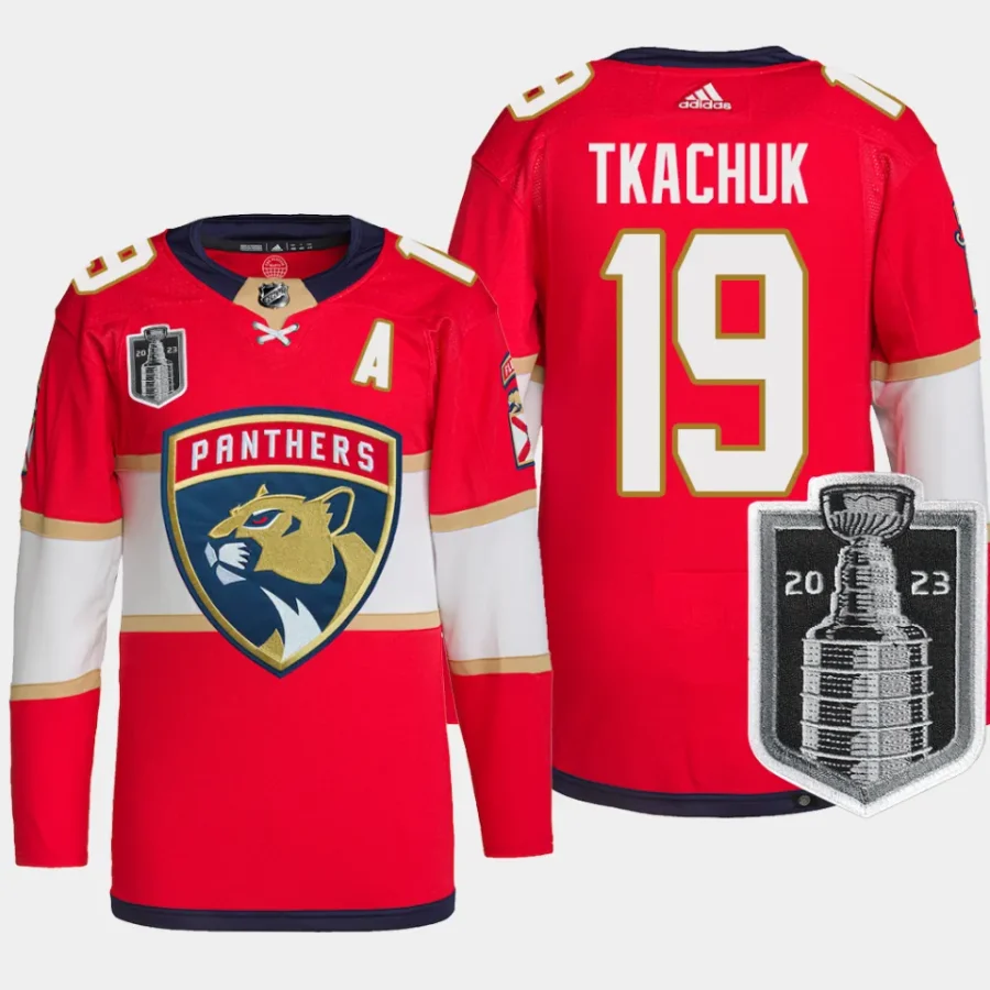 men panthers matthew tkachuk authentic primegreen 2023 stanley cup final home red jersey